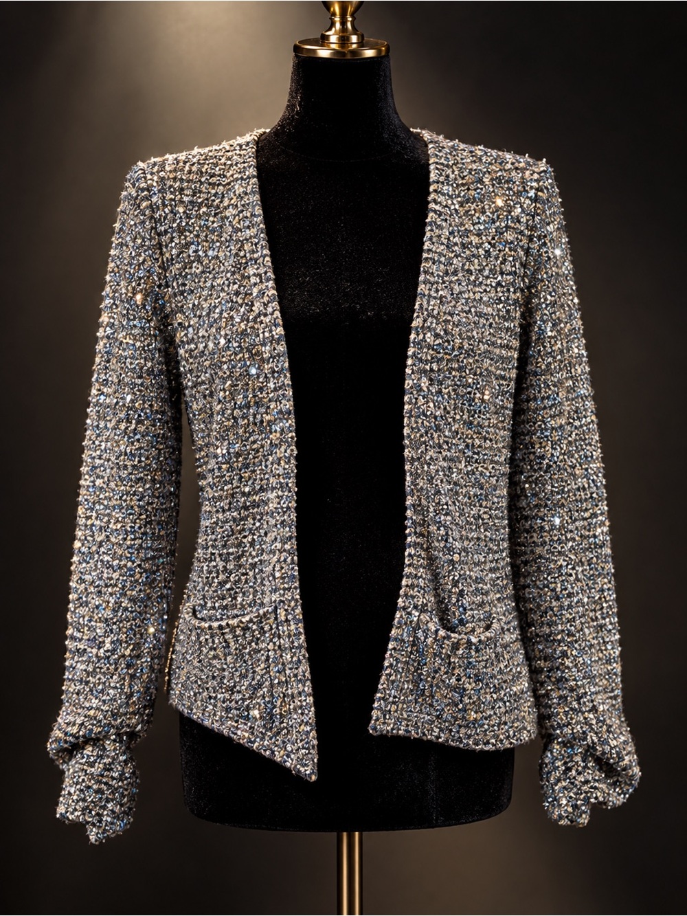Theyskens’ Theory Kitu B Metallic Knit Jacket Silver Small NWOT